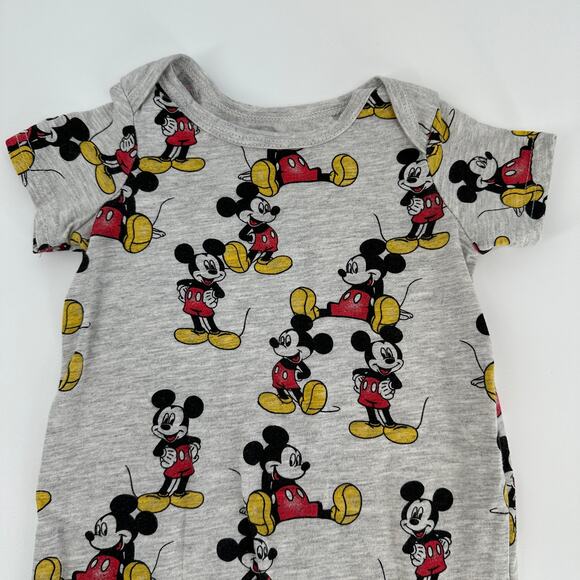 Disney Baby Mikey Mouse Short Sleeve Snap Grey Romper 18 Months - Picture 3 of 6